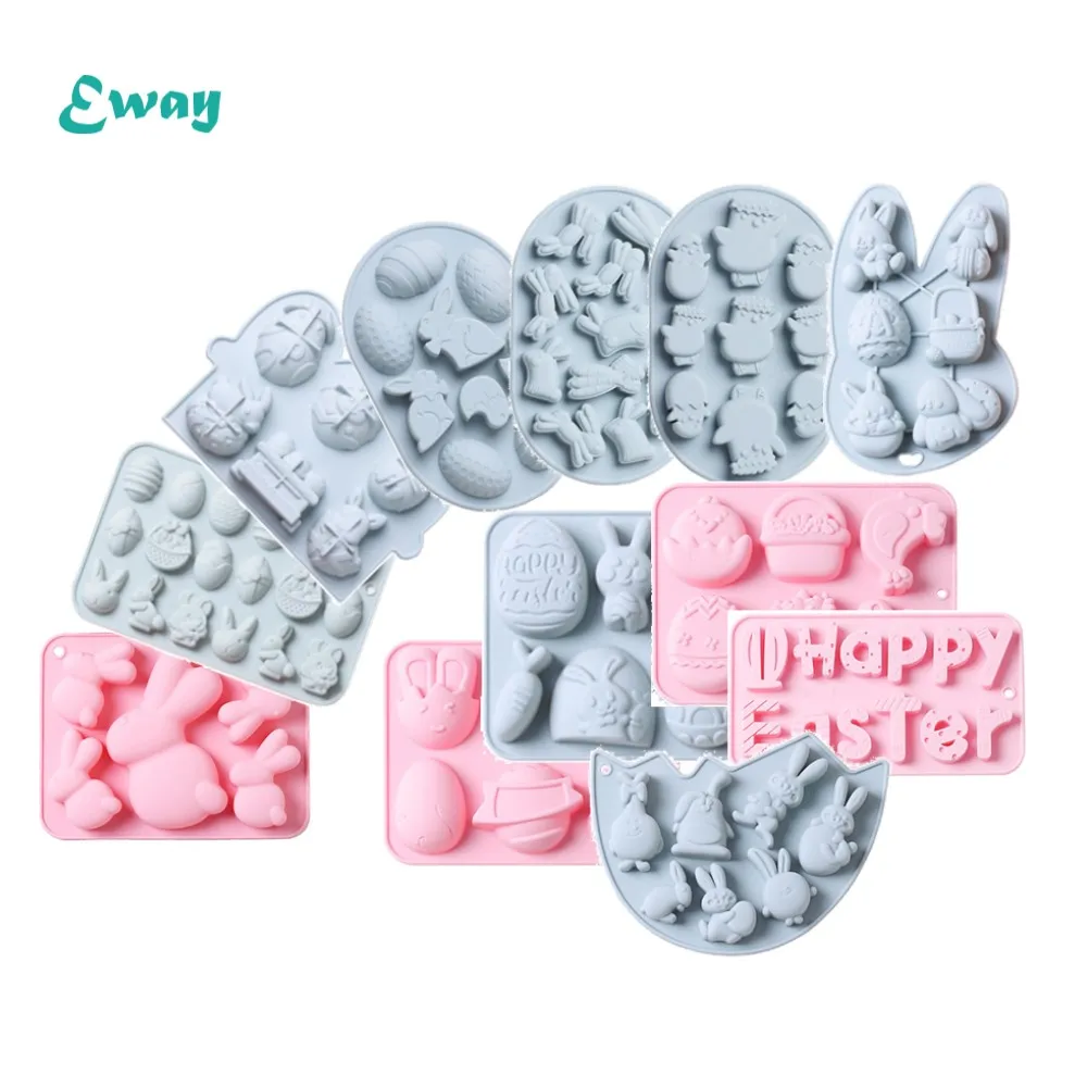 Easter Egg and Bunny Silicone Molds Tray for Easter Chocolate Cake Pastry Truffle Pudding Dessert Jelly Peanut Butter