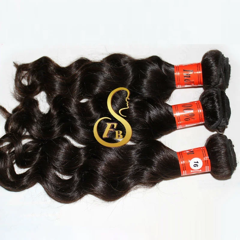 FBS 12A High Quality Silky Indian Virgin Hair Unprocessed Raw Cuticle Aligned 100% Human in Loose Wave Bundle