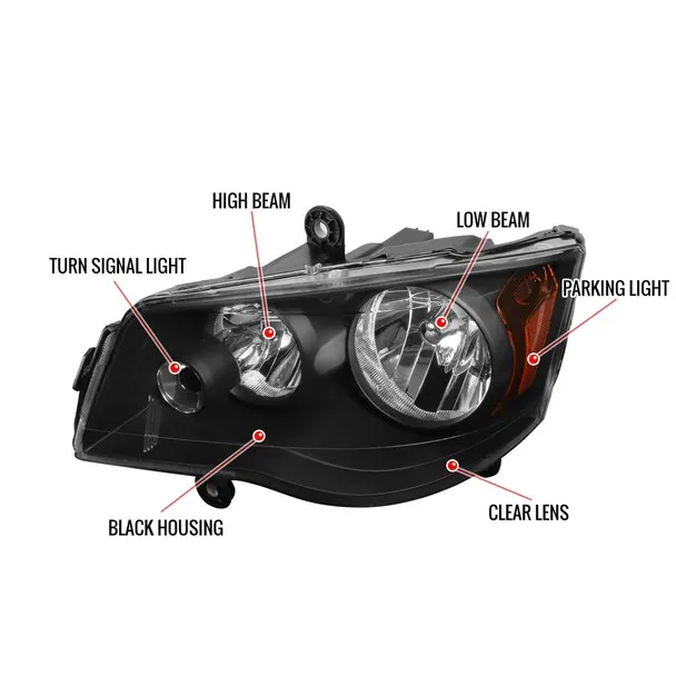  Черный Автомобильный налобный фонарь для 08-16 CHRYSLER TOWN & COUNTRY 11-17 DODGE GRAND CARAVAN 5113337AG/5113336AF
