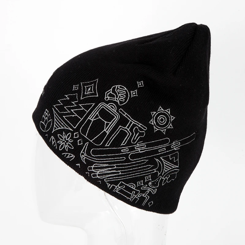Sewingman 23SM4014 Wholesale Custom Both Sides Embroidery Knitted Beanies with Logo