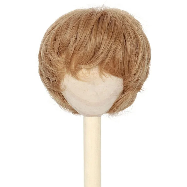 8 inches Synthetic Hair Cutting Wigs Boy Dolls Brown BJD Craft Doll Wig 1/6 With Bangs