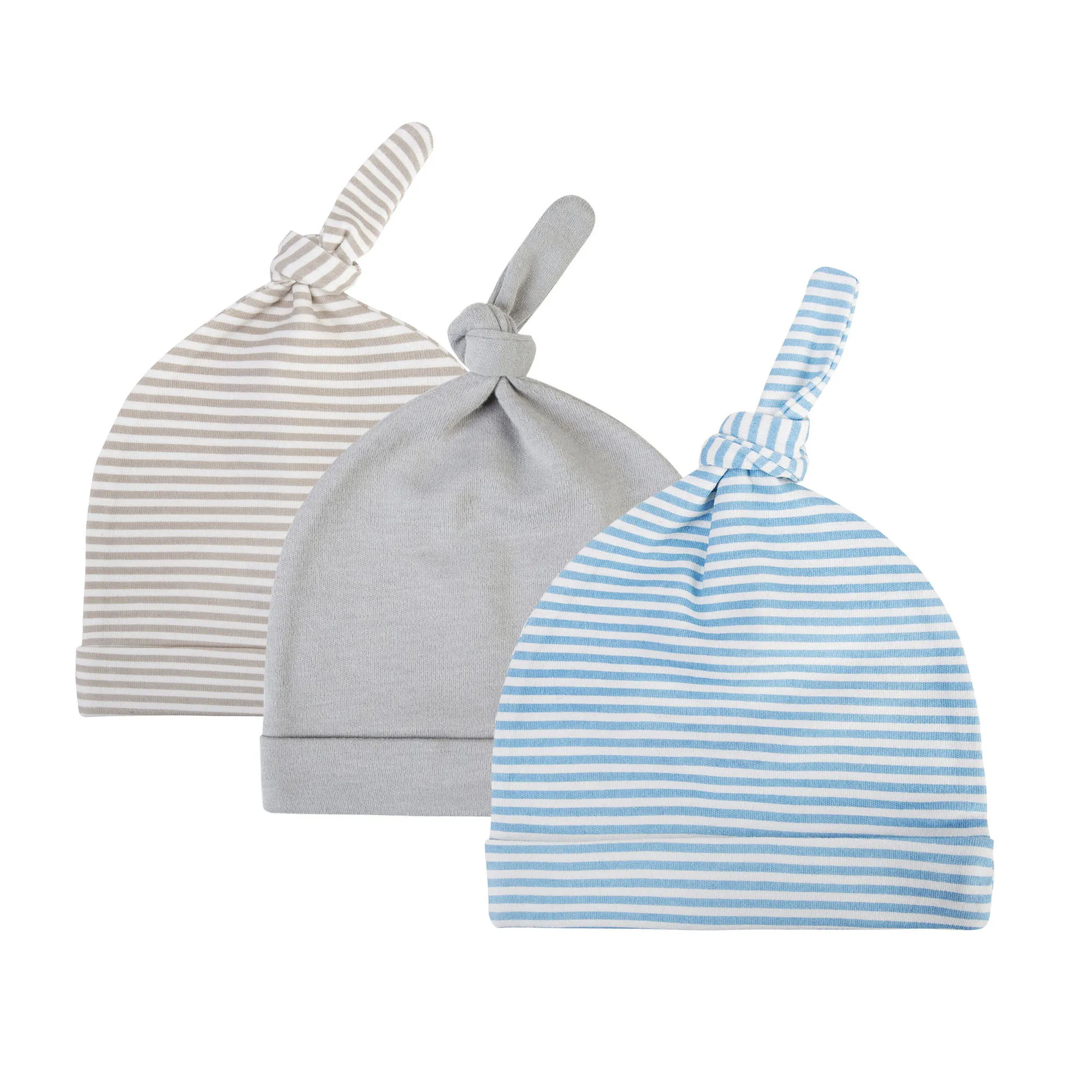 BKD Super Soft Cotton 3-Pack 0-3 Months Newborn Infant Baby Beanie Hats