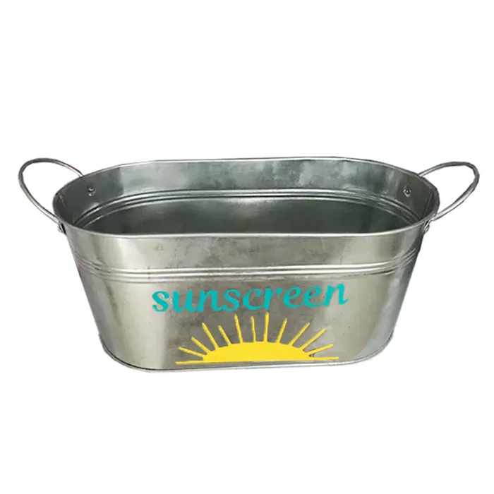Outdoor Sunscreen Bucket Bug-spray / Sunglasses/Backyard Storage /Pool Galvanized Buckets Tub Metal