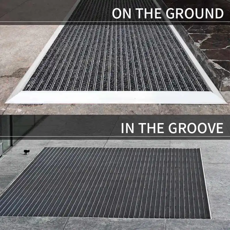 Heavy Duty Commercial Dust Control Aluminum Entrance With Carpet Dust Removal Sand Scraping Outdoor Aluminum Alloy Doormat