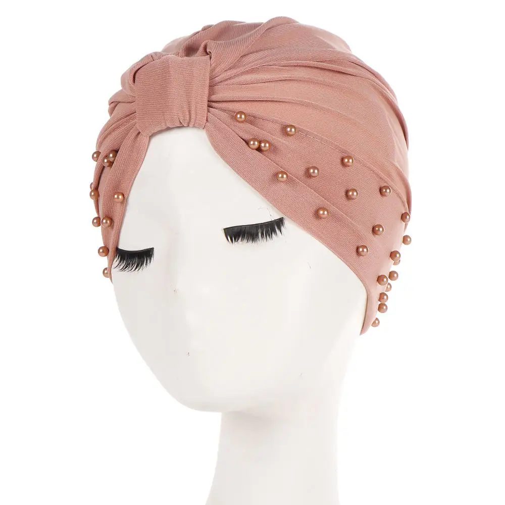 Yomo 2024 Europe and the United States new crystal hemp nail bead India baotou hat Muslim solid color simple headscarf hat