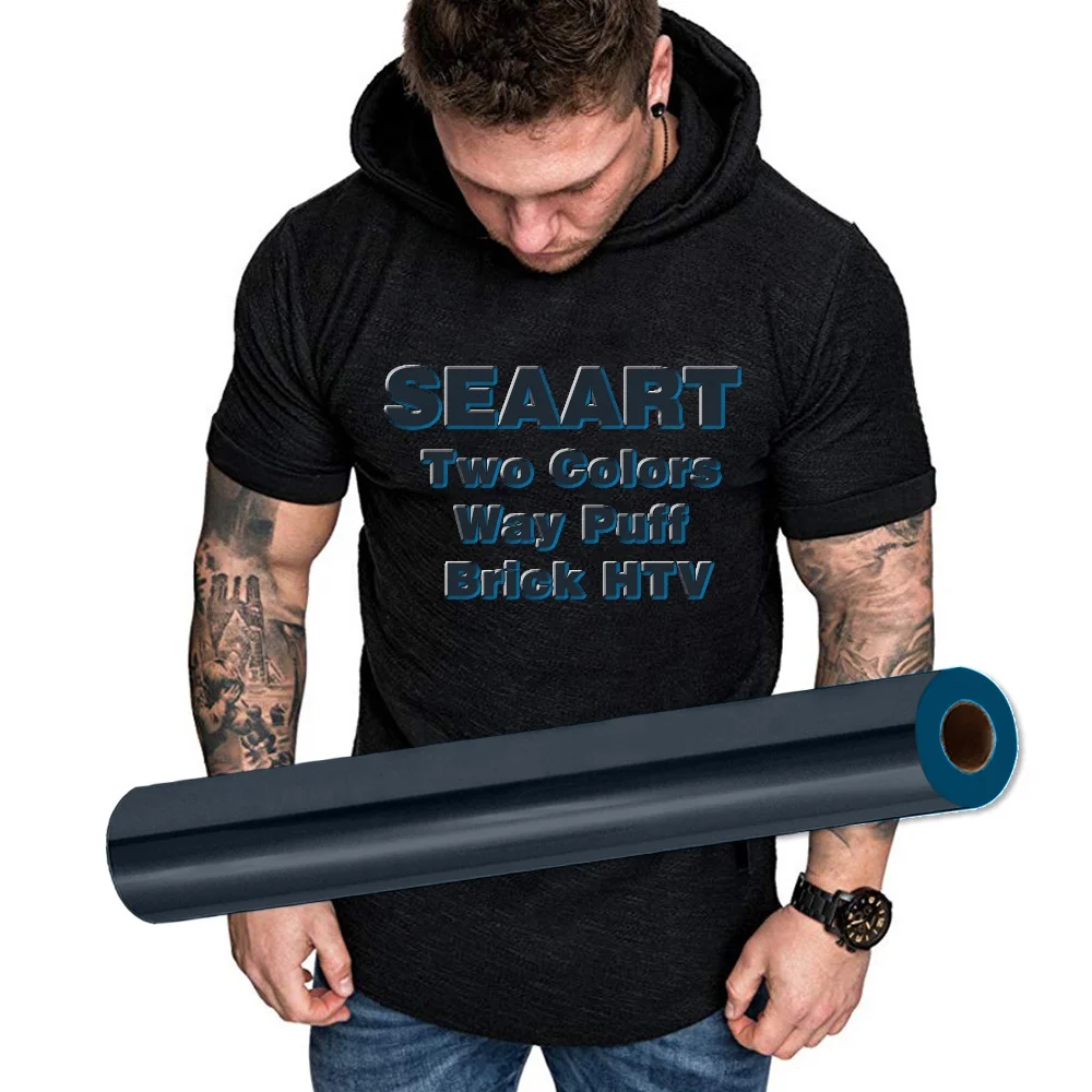 Black Red PU 1MM Thickness 3D Puff Heat Transfer Vinyl Brick Rolls