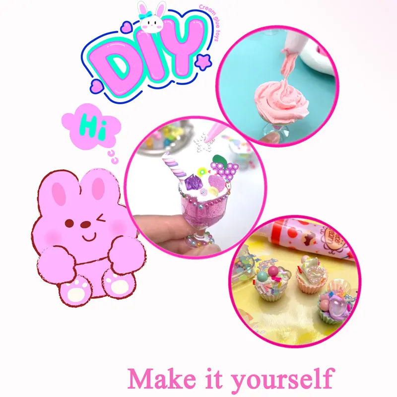 JinYing Multi Color PVC Bag Lovely Dewsert Girl Beauty Products Hairclip DIY Cream Glue Toys for Kids