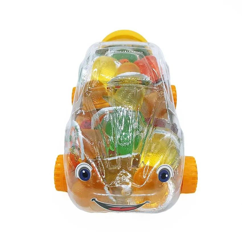 Cartoon Car Shape Assorted Fruit Flavor Jelly Pudding Candy In Car Jar