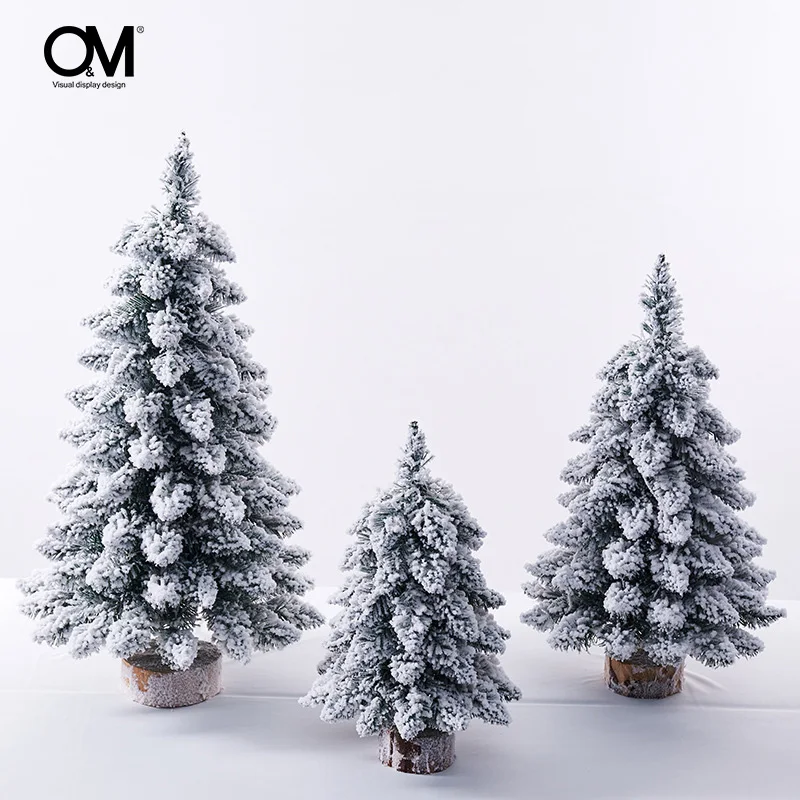 O&M Display Design Pre Lit Miniature Flocked Christmas Tree Mini Table Trees Christmas Decorations 2022