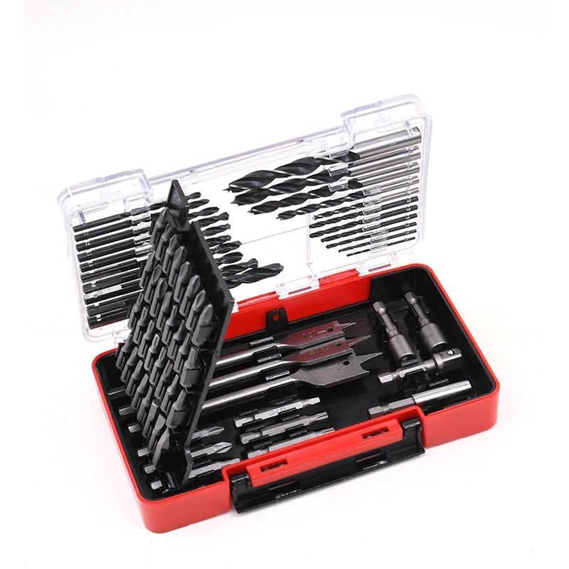 Customized Drills Bits Set HSS Twist Drill Bit Set with Small transparents Covered plastic box packaging