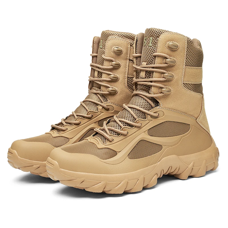 Factory Outlet Middle East Black Sand Colors Long High Cut Top Quality Tactical Combat Boots Cleats Zapatos para Combat