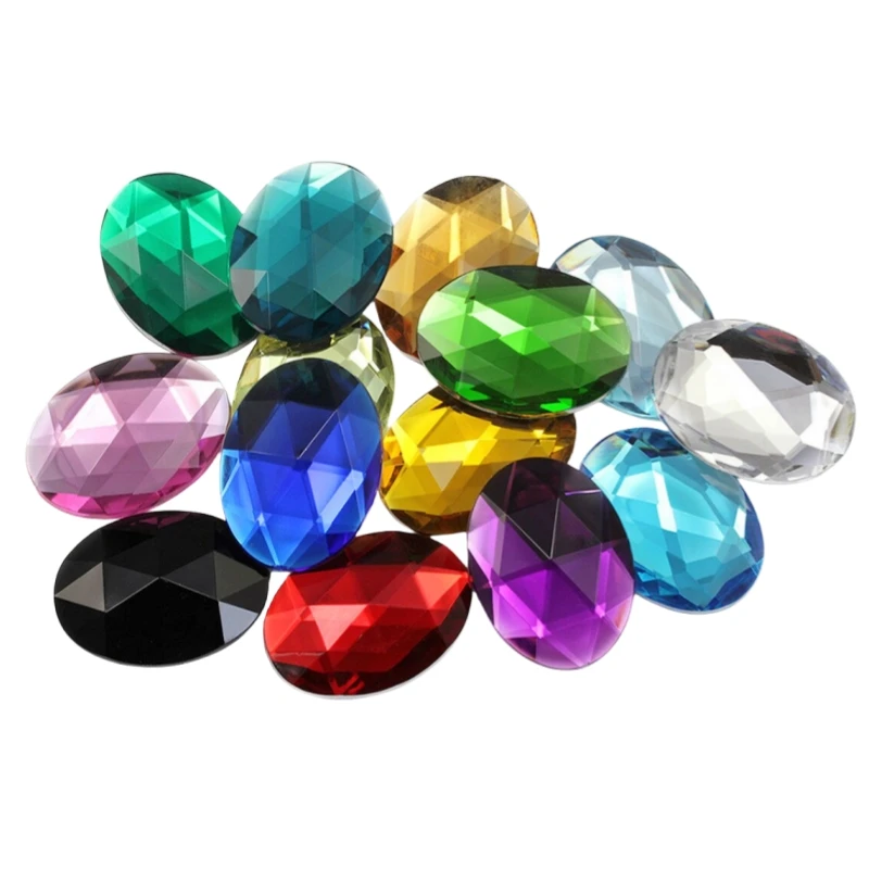 China supplier flat back  diamond oval 8*10mm rhinestone glasses acrylic resin non hotfix rhinestones flat back