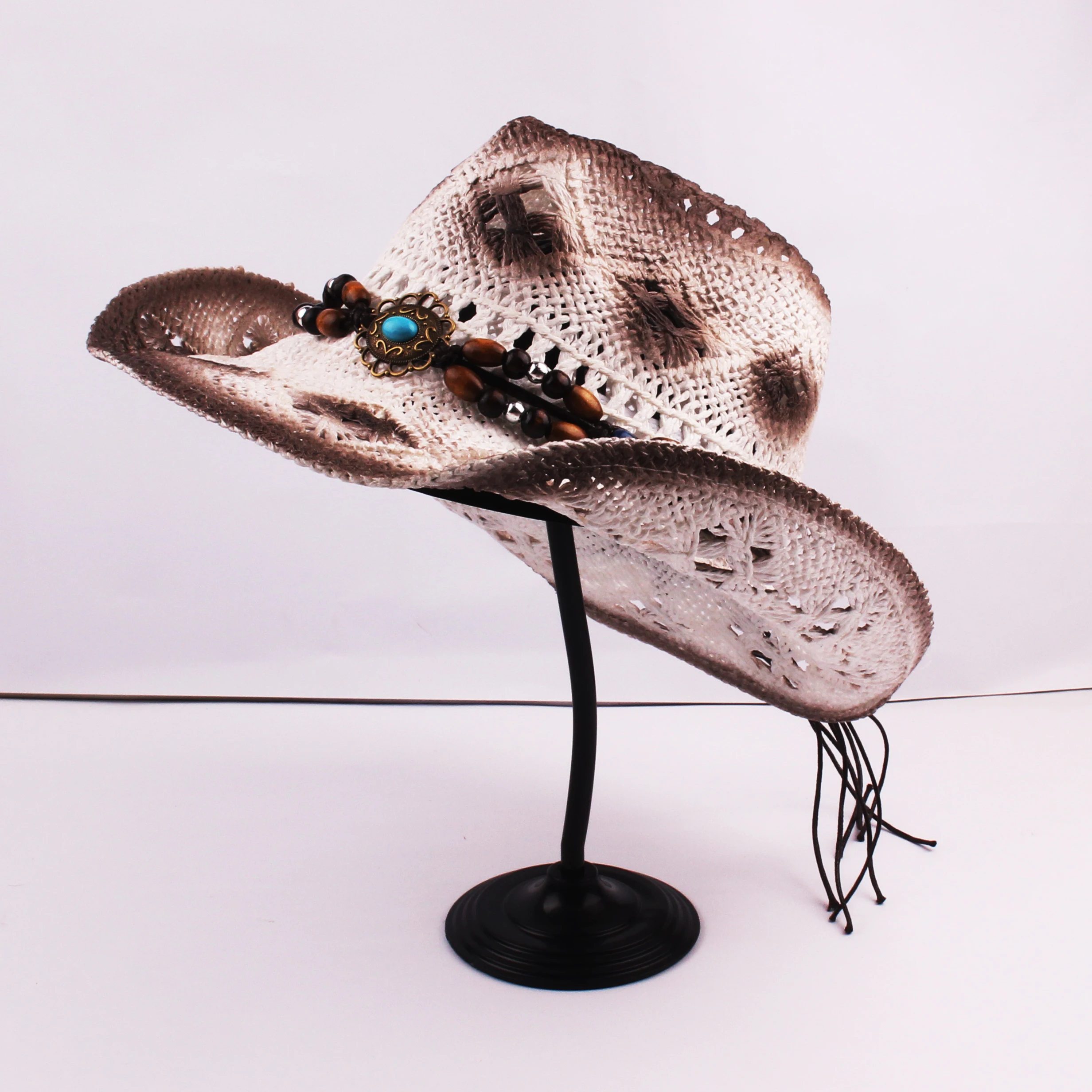 Wholesale Latest Design Custom Panama Straw Hat Unisex Wool Felt Straw Cowboy Hats With Adjustable Sweatband