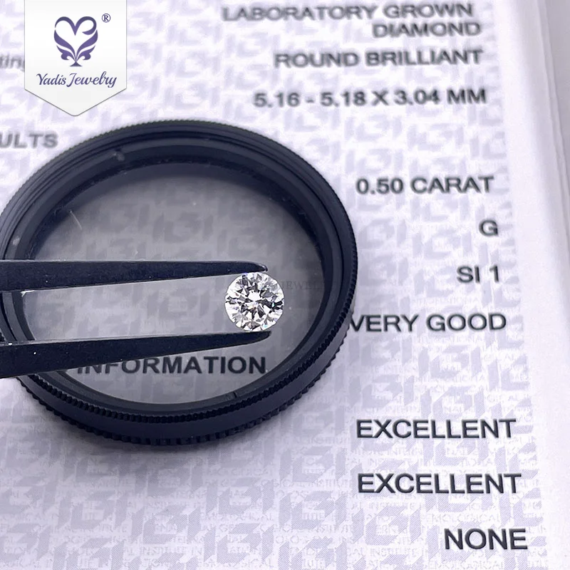 Yadis gems Factory Made  Lab Created Diamonds 0.5 Carat G SI1 Round Brilliant Cut Best Quality HPHT Lab Grown Diamond