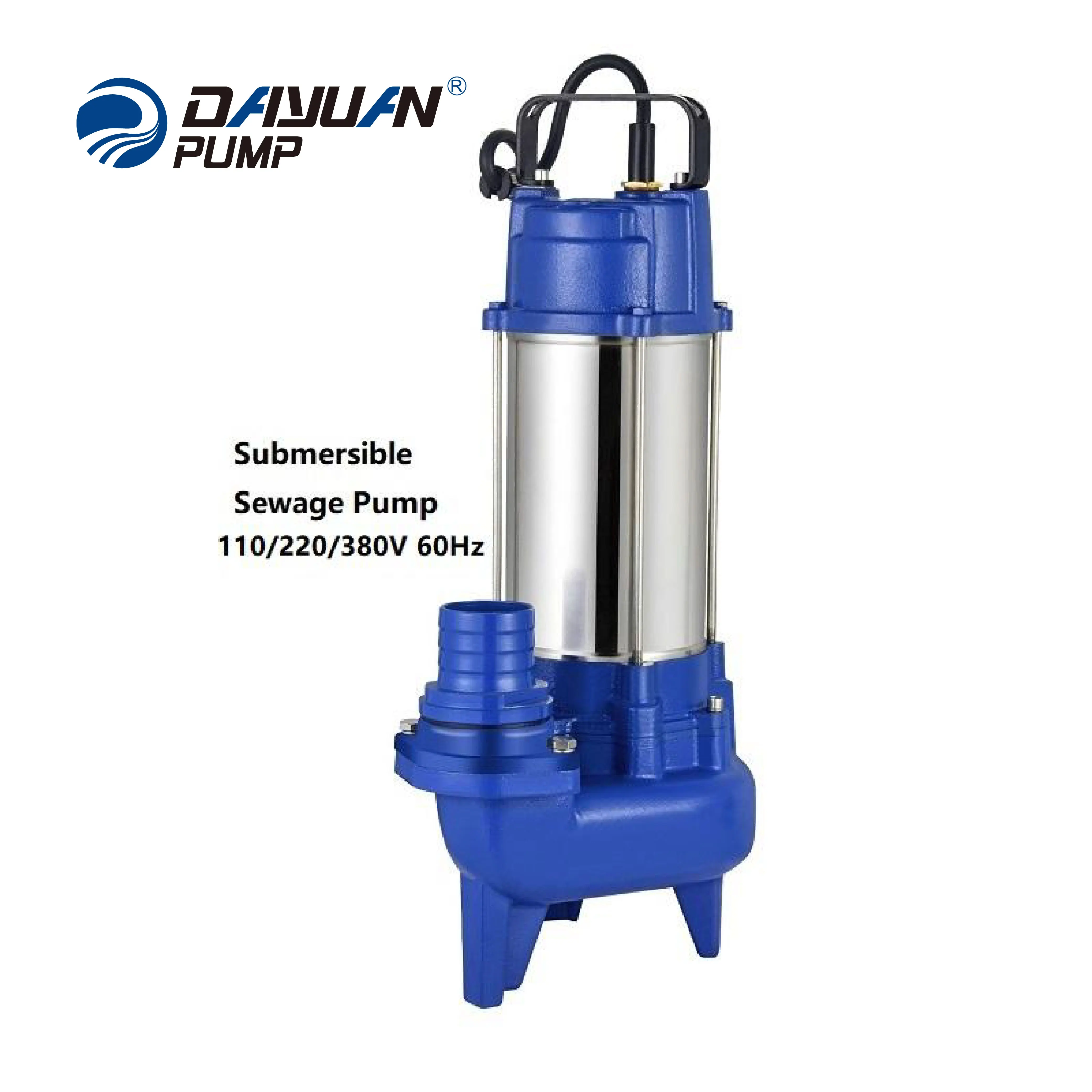 DAYUAN 220 В 60 Гц 1HP 2-дюймовый Электрический насос для грязной воды переменного тока большой поток без засорения вертикальный погружной сточных вод