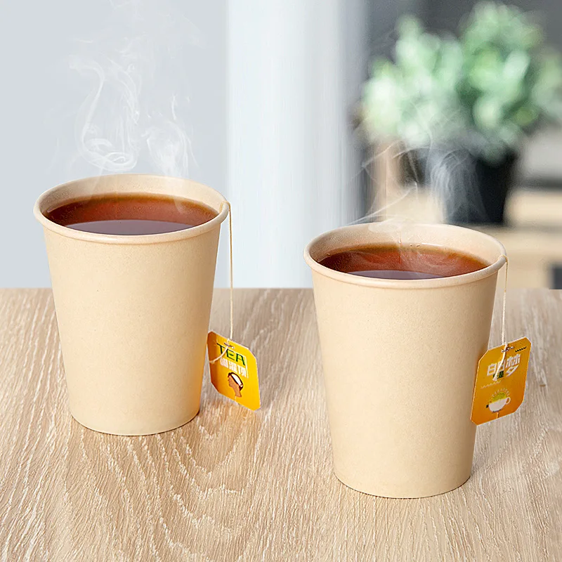 Manufacturer Food Grade Custom Logo Disposable Takeaway Kraft Paper Coffee Cups with Lid and Sleeve