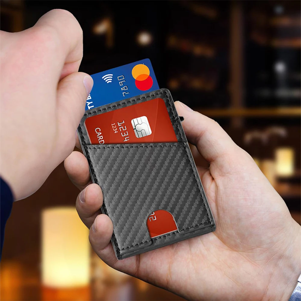 New Arrival Metal Aluminum Automatic Pop Up Rfid Blocking Thin Minimalist Smart Wallets For Men