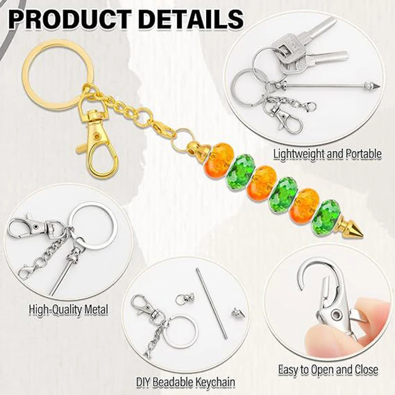 Fashion Metal DIY Blank Key chain Bar Handmade Beads Key accessories Crafting Jewelry Accessories Promotion Bead Key chain