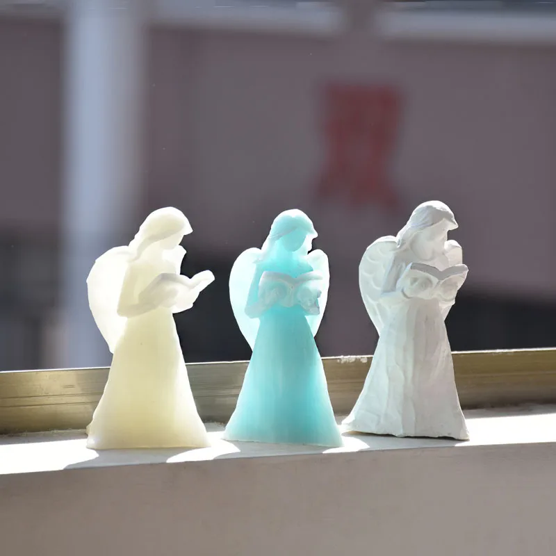 Fashion Design Reading Book Angel Girl Candle Mold Silicone Angel Mold