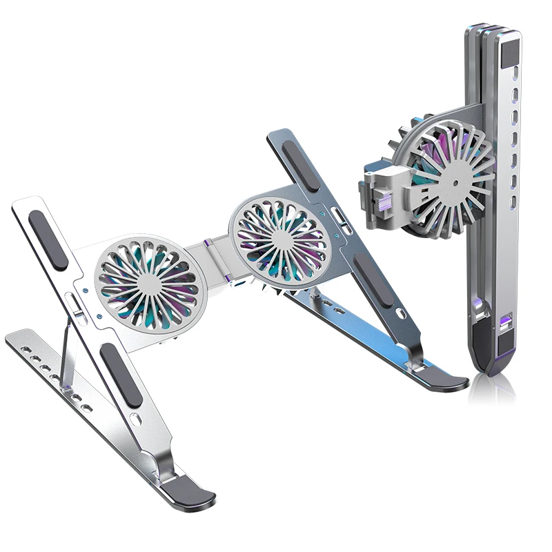 Newest Tablet Stand Ergonomic 7 Level Adjustable Computer Riser Foldable Portable Aluminium Laptop Cooling Pads With Fan