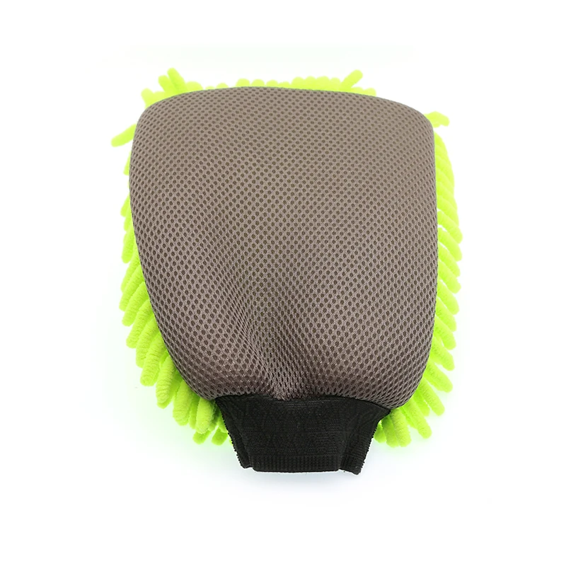 Auto cleaning single sided green Microfiber chenille car wash mitt cleaning gloves car wash products