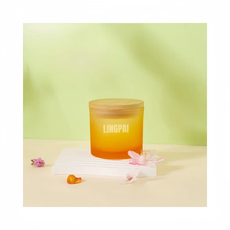 Fresh color high-quality glass candle container for candle making, custom recyclable transparent luxury glass candle jar