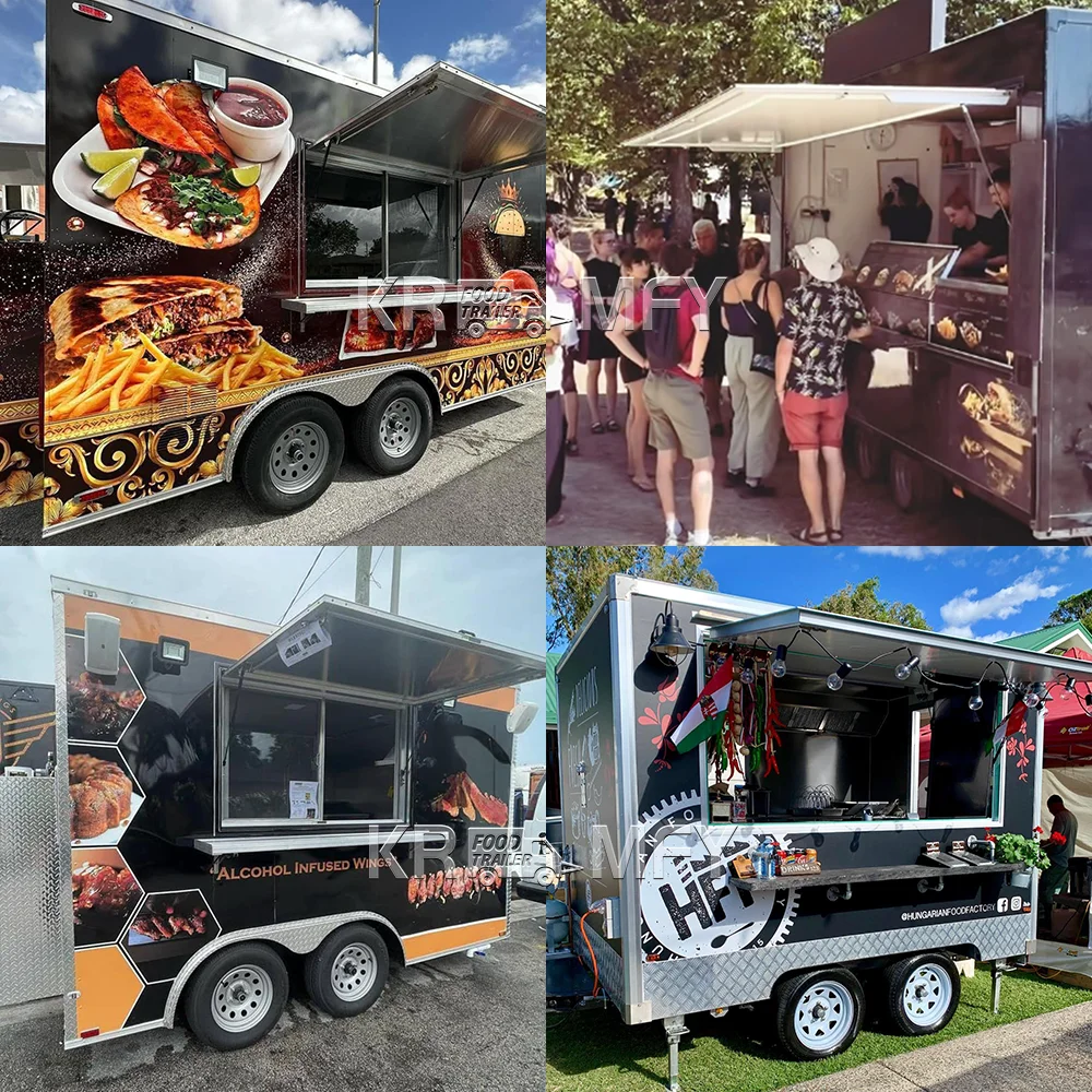 China Available Fast Food Trailer Street Food Cart Trailer in Stock Stainless Steel Food Truck Trailer
