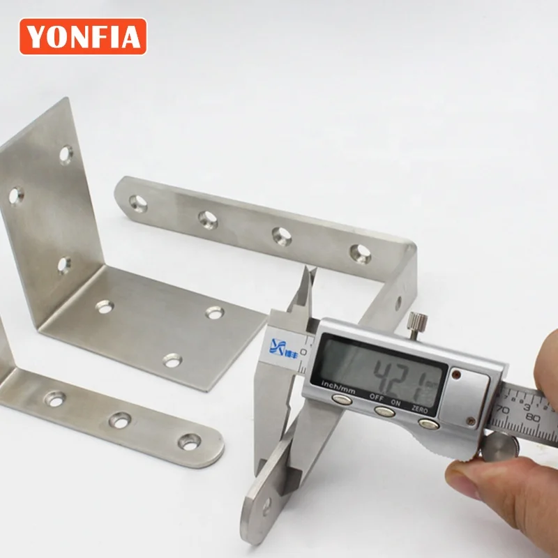 YONFIA 9004 Round Triangle Stainless Steel Furniture Corner Connector Wall Mount Shelf Bracket Joint Brace Heavy Bracket Support