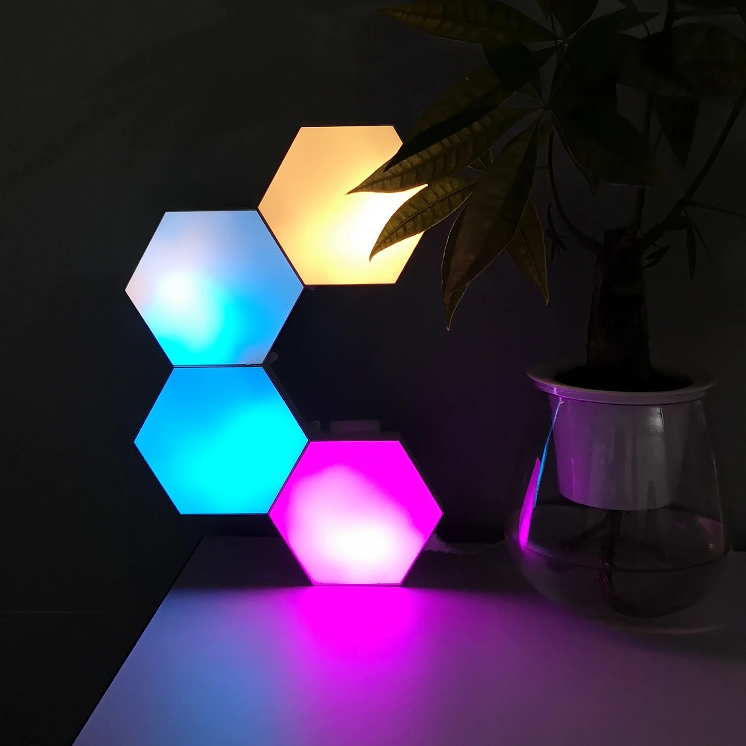  Шестигранный квантовый модульный светильник Aurora Color 16 миллионов цветов управление через приложение шестигранный для ночного