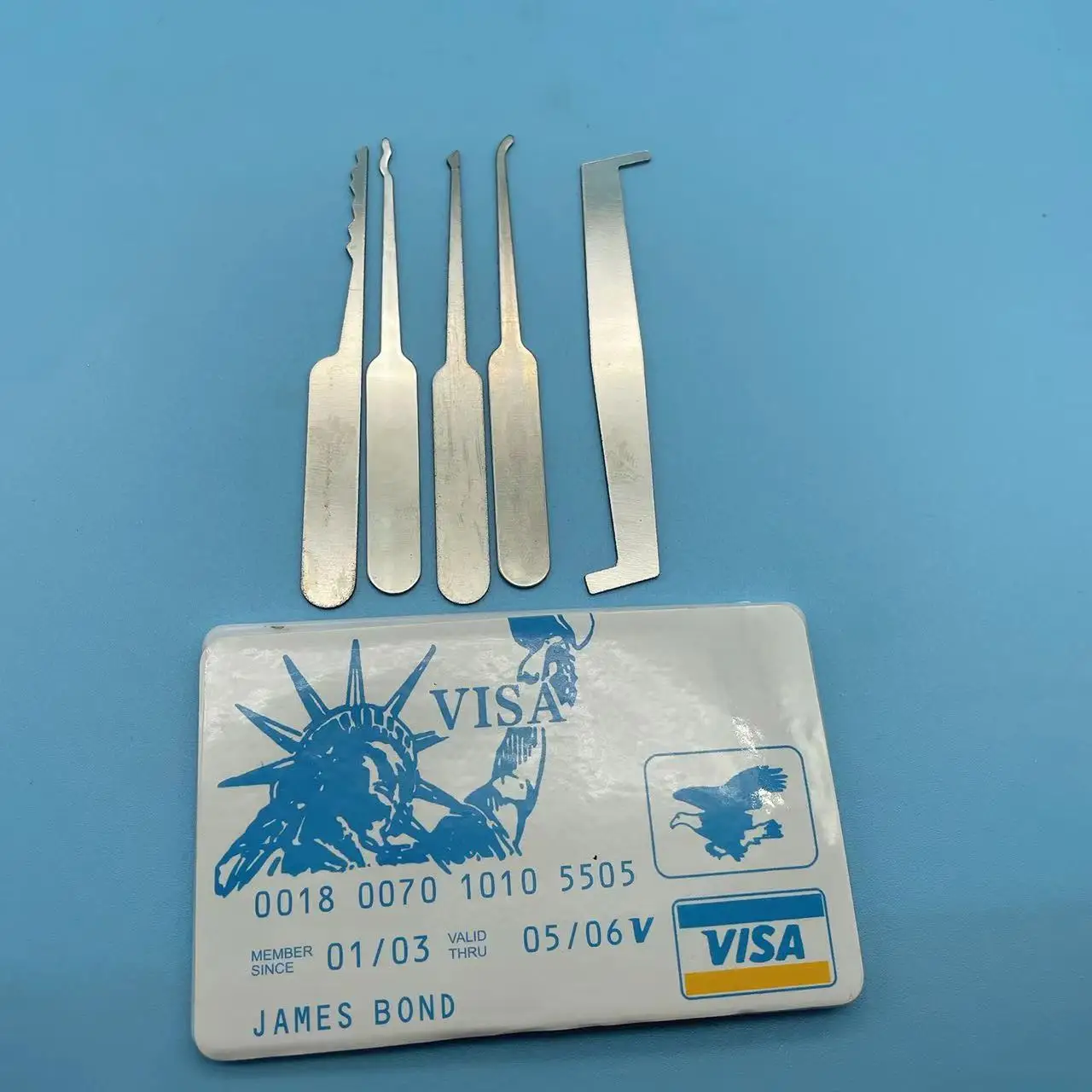 Cheapest no MOQ pocket padlock unlock tools 5 pcs visa card lock pick set
