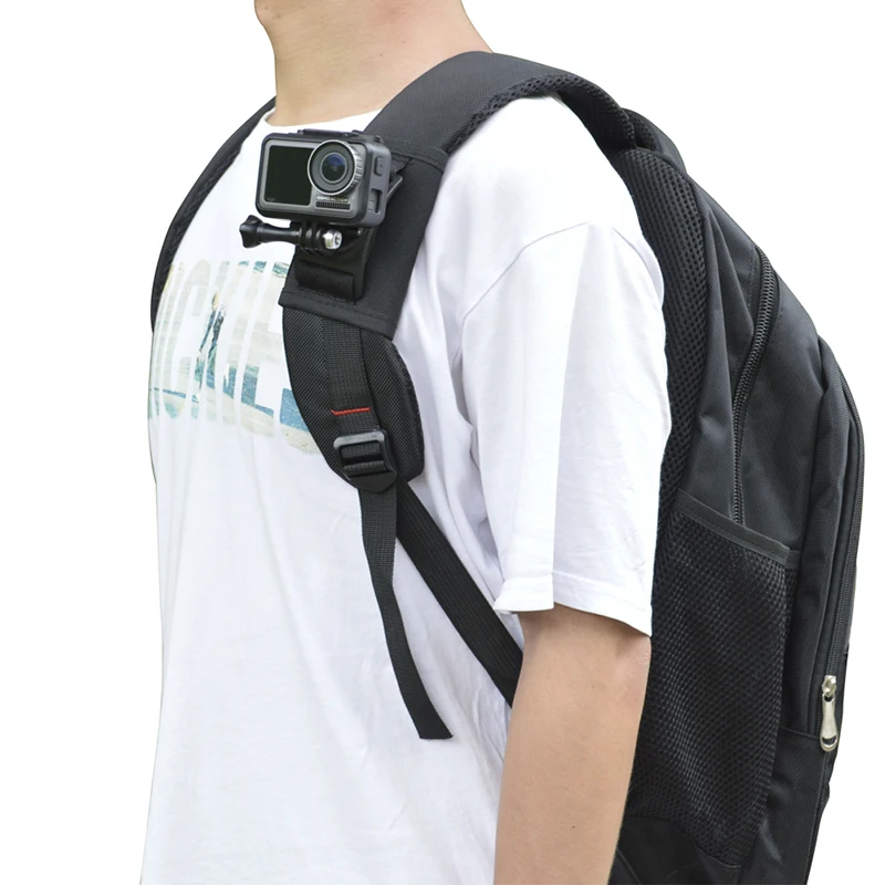 360degrees Rotatable Backpack Shoulder Strap Mount Camera Holder for Gopro 9 8 7 6 5 Black Xiaoyi 4k