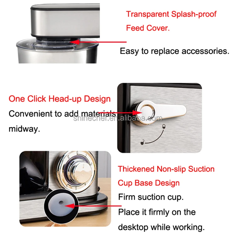 6.5L 7L 10L 12L Electric Kitchen Stand Mixer 1.5L Blender Meat Grinder Dough Mixer Multifunctional Stainless Steel Food Mixer