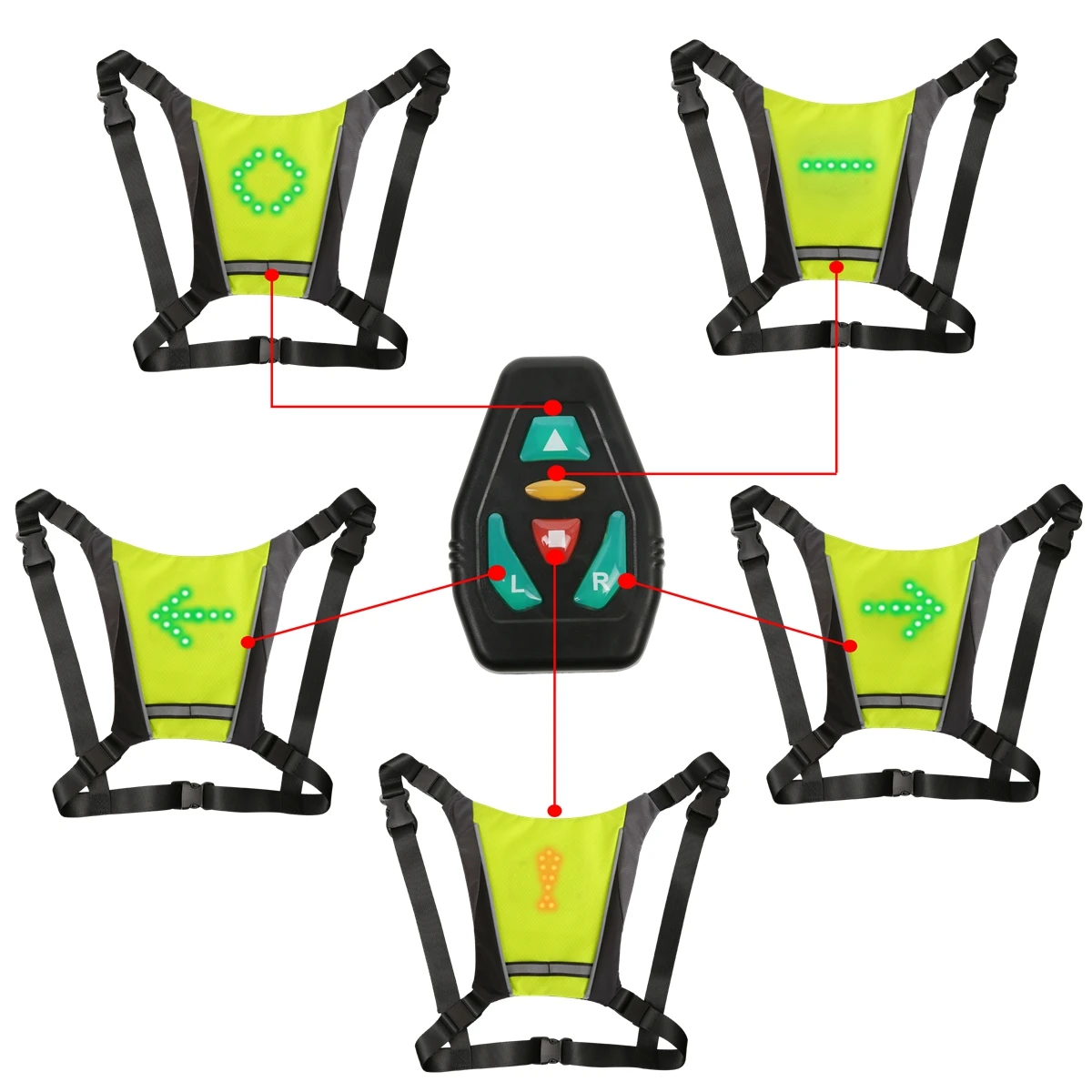 High Visibility Adjustable Safety Gear Outdoor USB Rechargeable Night Light Up LED Reflective Vest Promotional Backpack Light