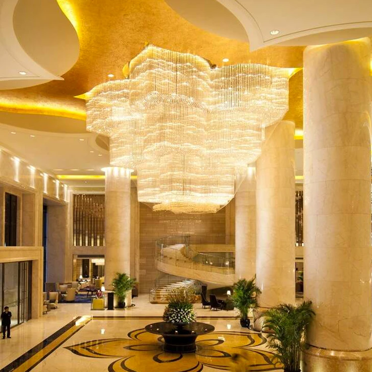 Modern Chandelier Gold Ceiling Lighting Brass Cube Crystal Lamp Restoration Harlow Pendant Lamp