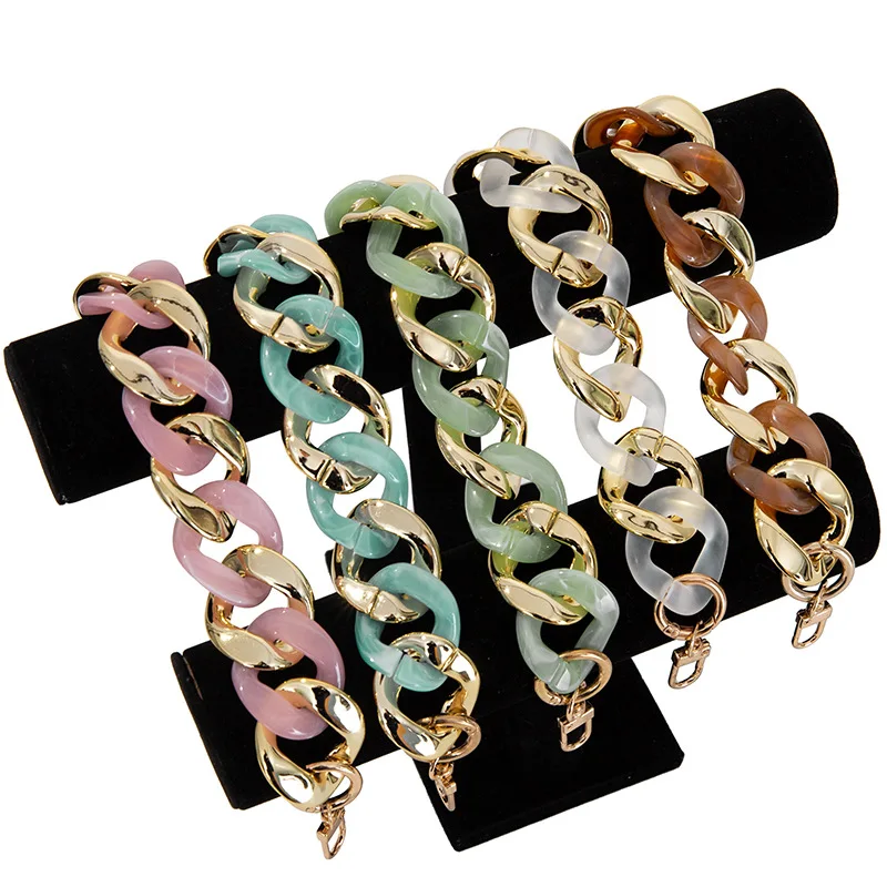 Wholesale Trendy Bag chain Exquisite Colorful Splicing Resin Acrylic Width Bag Shoulder Strap Mobile Phone Chain