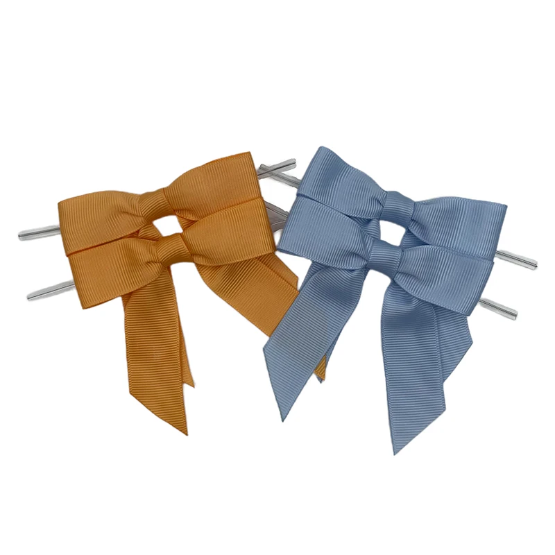 Wholesale Custom Pre-Made Grosgrain Ribbon Gift Bow for Cookie Candy Chocolate Wrapping Decoration