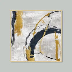 Living room gold framed handcrafted home decoration luxury large abstract oil canvas custom wall art painting
