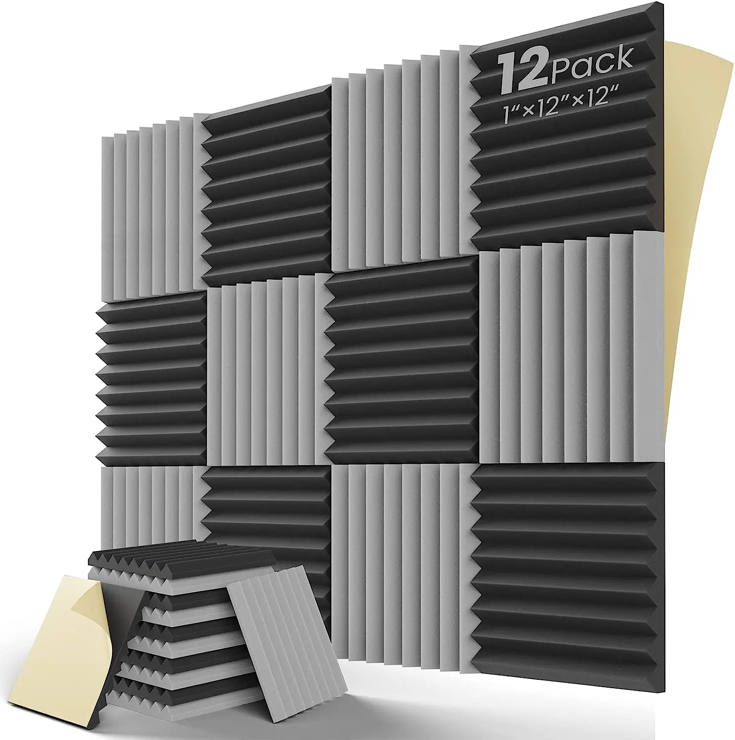 Acoustic Panels Quick-Recovery, Acoustic Foam Wedges High DensitySound Proof Foam Panels With Self-Adhesive