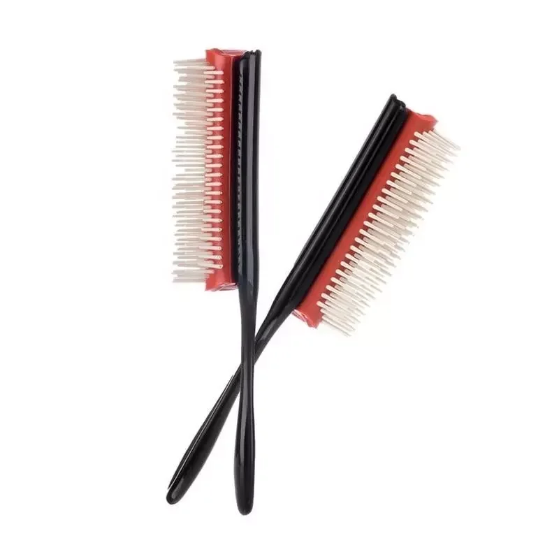 Biumart Custom Logo Professional Plastic Nylon 9 Row Bristle Detangling Hair Brush Private Label Denman Women Curly Hair Comb