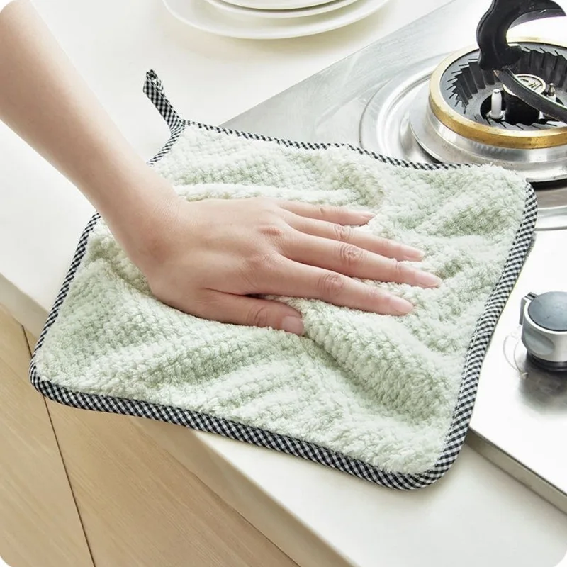 Household Tableware Cleaning Wiping Tools New Microfiber Absorbent Kitchen Dish Cloth Towel Non-stick Oil Washing Cloth Rag