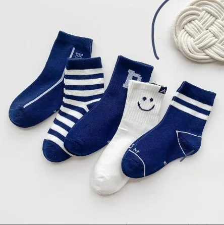 Fashion Cartoon Bear Children Cotton Socks Custom Design Sport Crew Socks for Kids 5pairs per set Wholesale