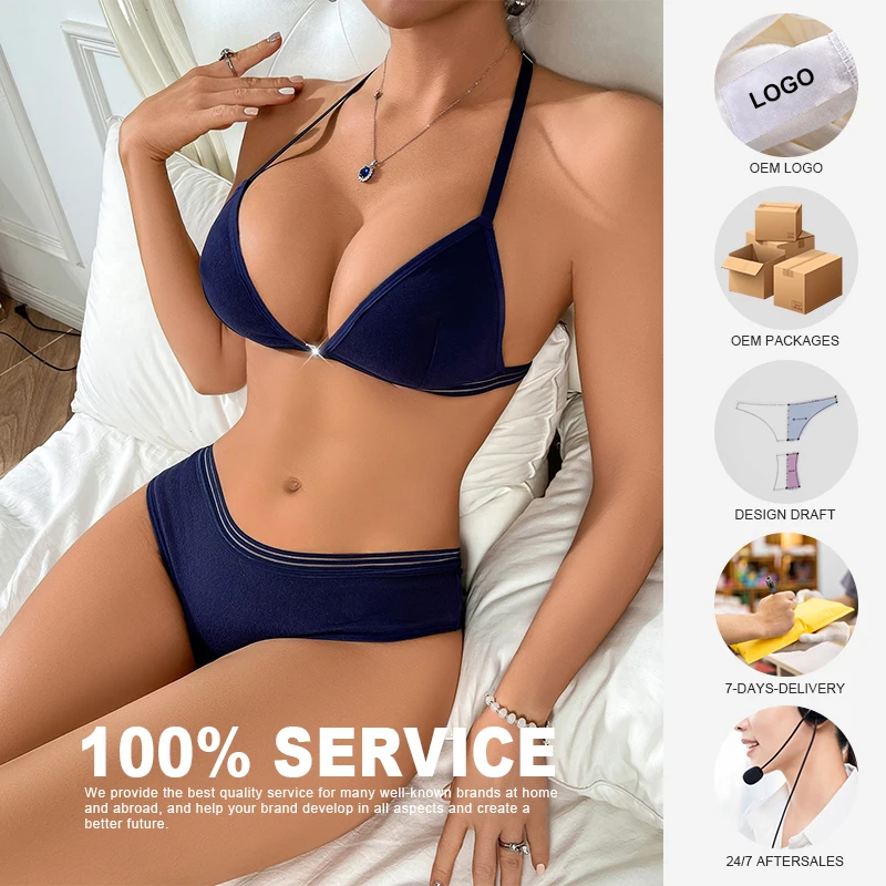 Women Bra And Briefs Panties Set High Quality Young Girl Soft Cotton Two Piece Sets Ladies Backless Breathable Underwear