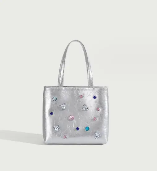 2024 alibaba online shopping luxury PU leather bags women handbags ladies, new design lady handbags shoulder all stones low moq