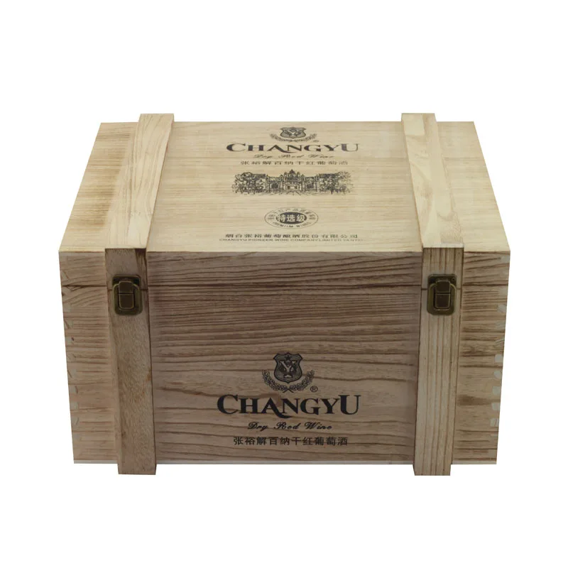 Wooden Box factory customized High Quality Natrual Pine Wood Wine Bottle Storage Box