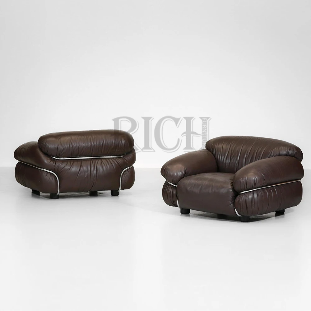 vintage couch living room modern low arm sofa Italy top grain leather large sofa modern brown genuine leather sofa