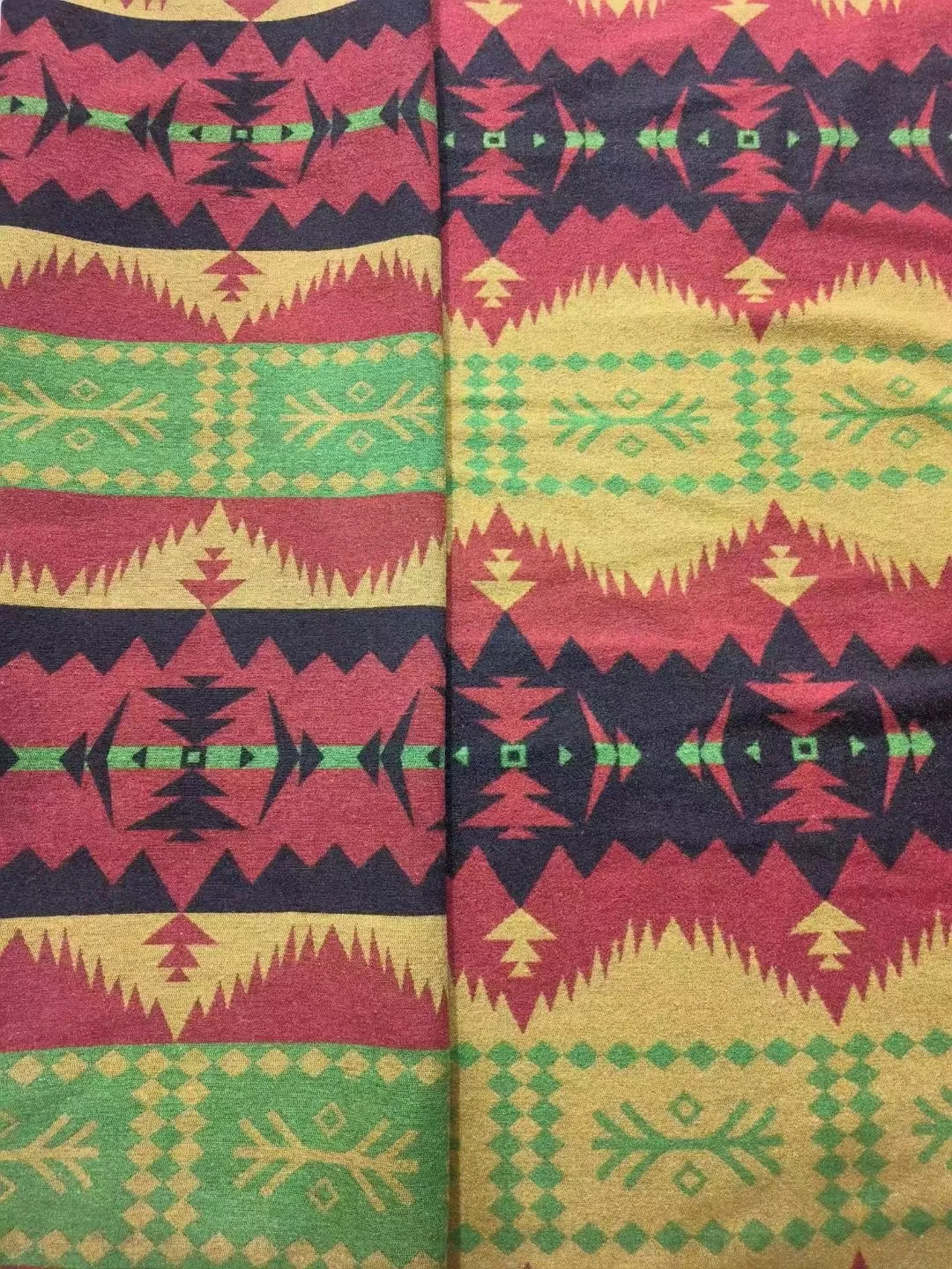 China suppliers wholesale custom jacquard southwest Indian style Aztec print wool/polyester fabric