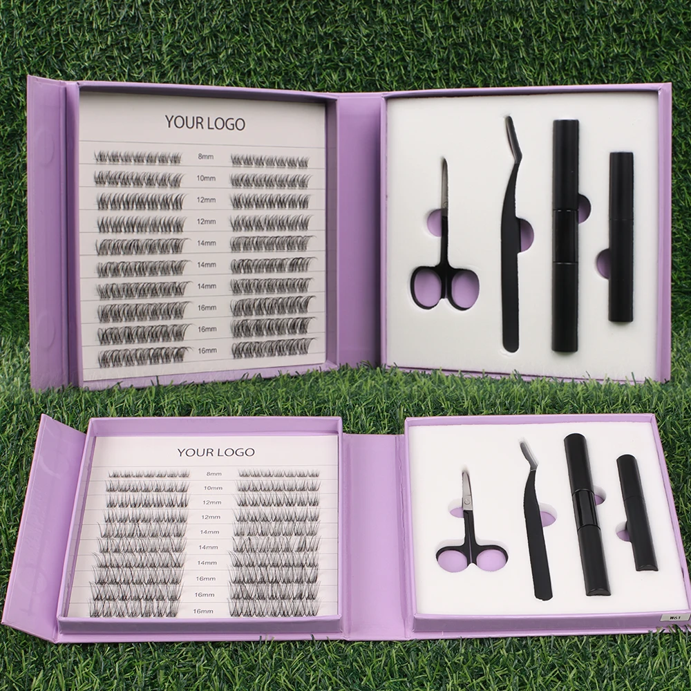 Private Label Cluster Segment Eyelash Bond and Sealer C D Curl DIY Lash Extension Kit Lash Clusters Wholesale
