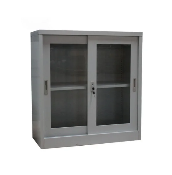 Low price office file cabinet sliding glass door half height steel cupboard