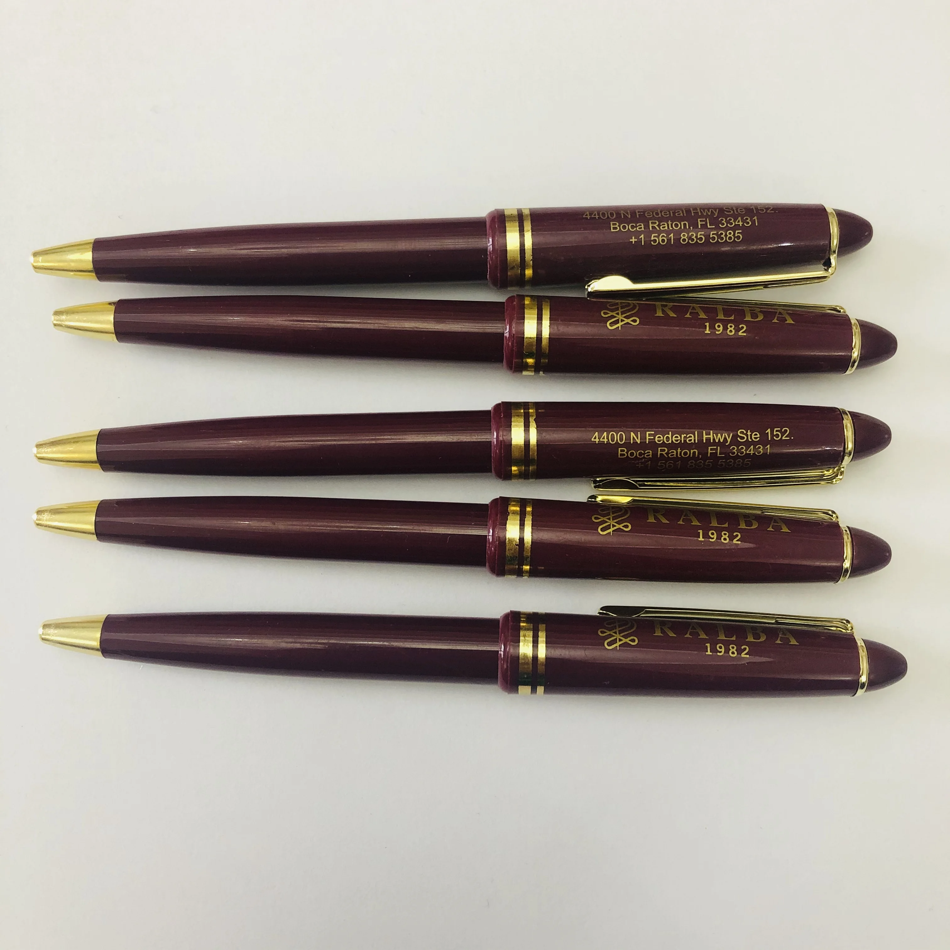 Best selling advertising gift Burgundy red logo pen hotel pen brand custom logo