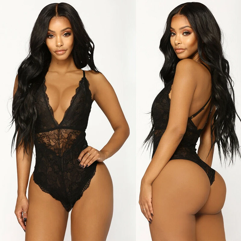 Wholesale Hot Sale Lace  One Piece Deep V-neck Bodysuit Women  Sexy Lingerie Underwear
